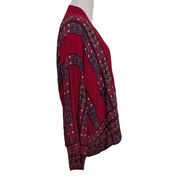 Do Everything in Love Floral Kimono Cardigan Womens One Size Red Boho Open Front - Picture 6 of 10